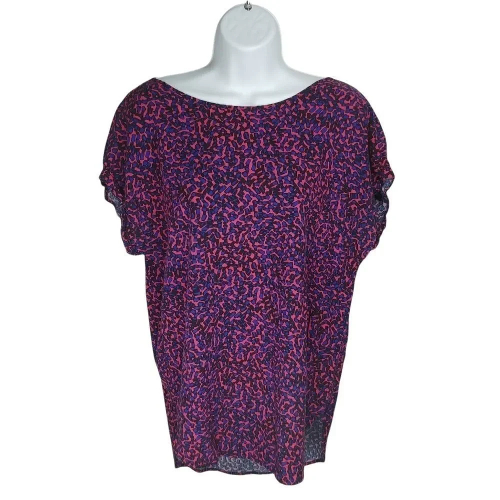 Dynamite High Low Blouse  Cutouts, Pink/Blue M